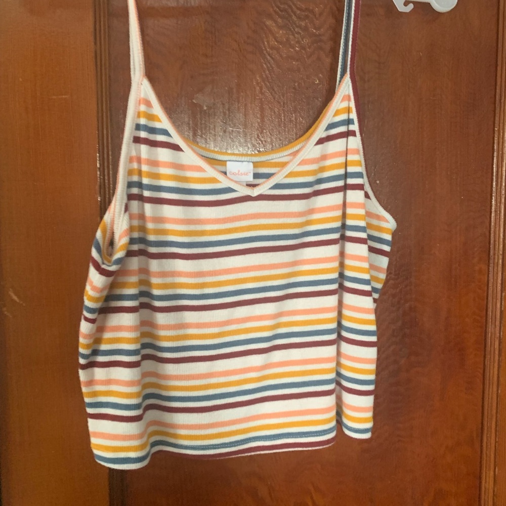 STRIPED SPAGHETTI STRAP CROP TOP